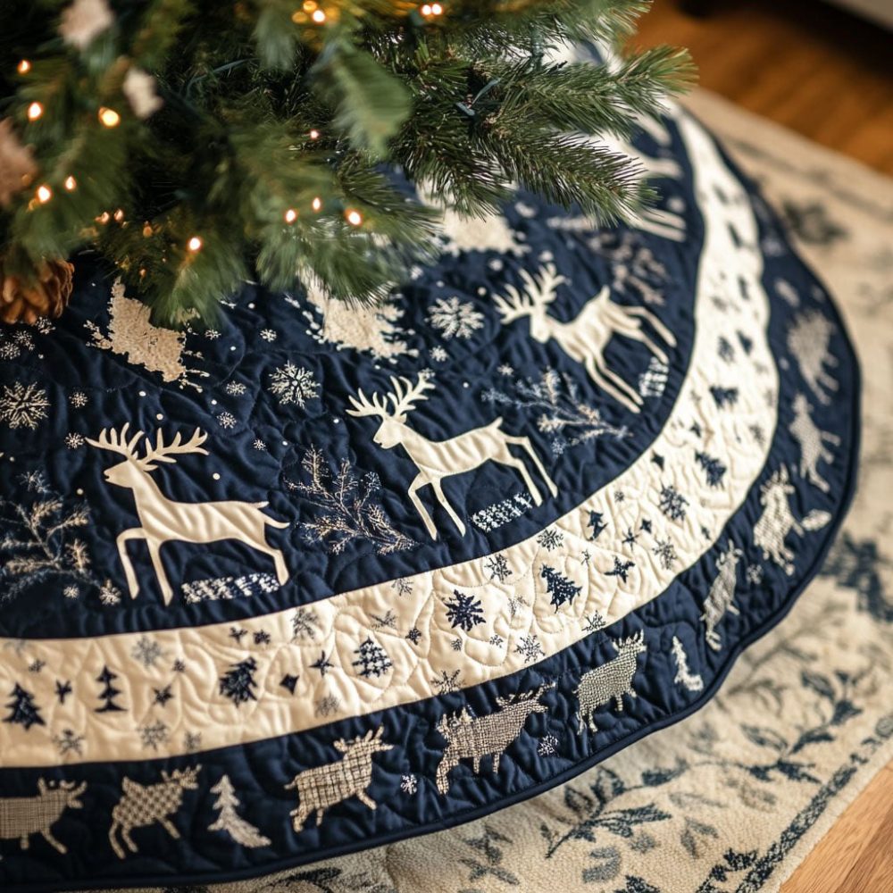 Northern Lights Dance Christmas Tree Skirt — Custom Handmade Reversible Holiday Mat, Soft Winter Glow Décor (Made To Order)