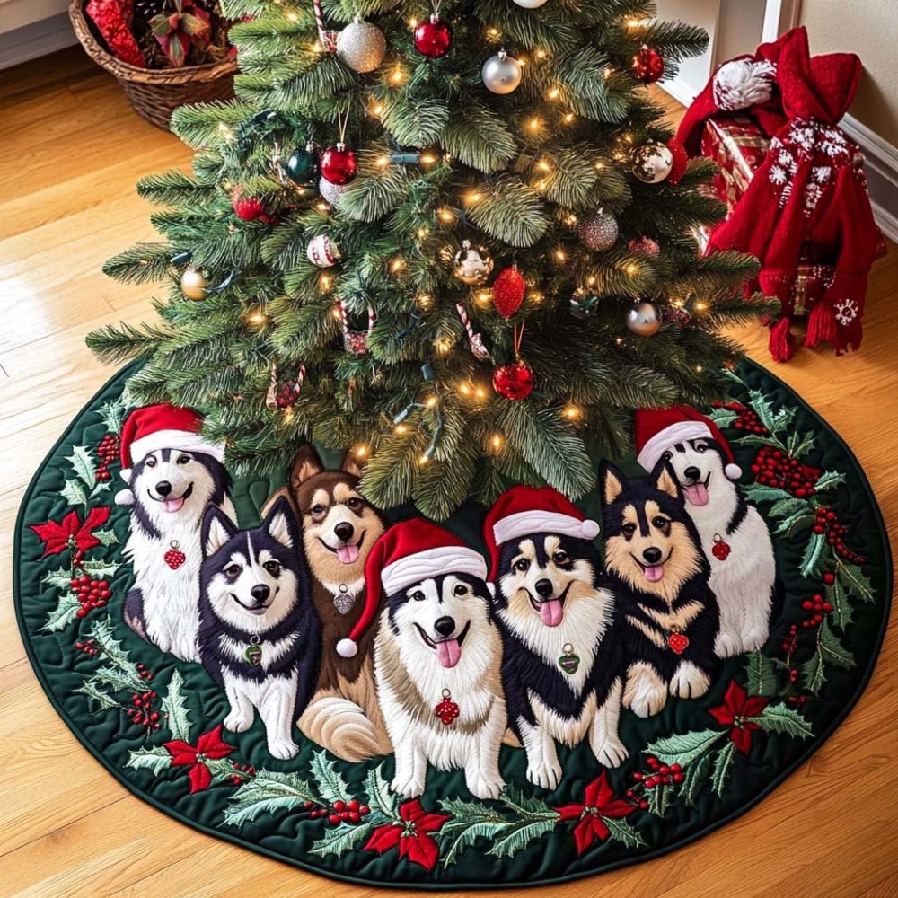Northern Noel Holiday Tree Skirt - Made To Order Elegant Winter Motifs, Premium Fabrics & Custom Sizes For Trees
