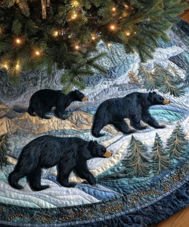 Northern Passage Tree Skirt - Custom Made Arctic-Inspired Christmas Skirt With Scenic Motifs, Durable Holiday Accent