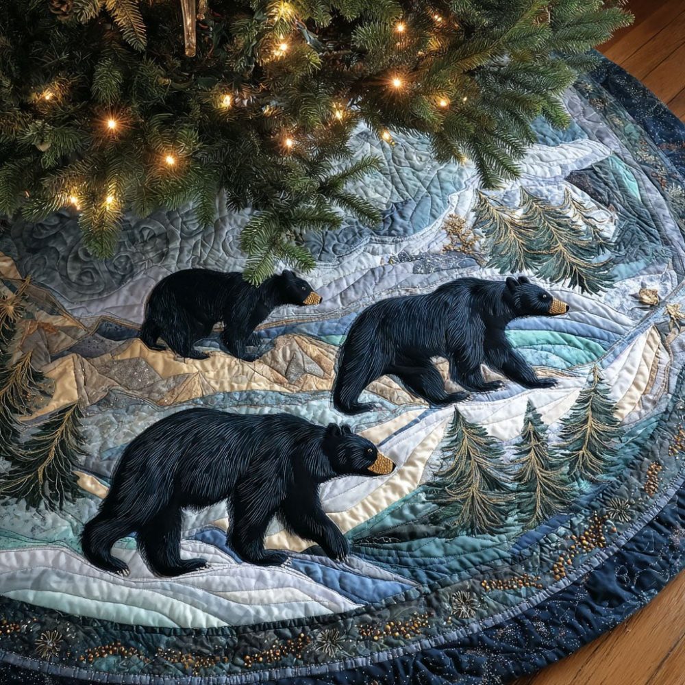 Northern Passage Tree Skirt - Custom Made Arctic-Inspired Christmas Skirt With Scenic Motifs, Durable Holiday Accent