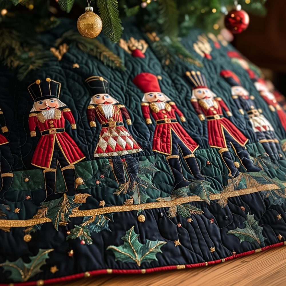 Festive Nutcracker Cheer Tree Skirt - Made To Order Holiday Centerpiece, Vibrant Colors & Premium Craftsmanship