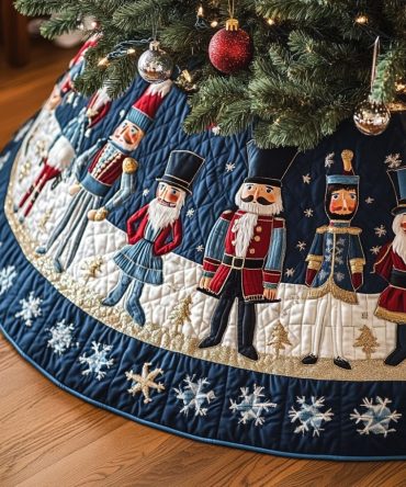 Nutcracker Glory Deluxe Christmas Tree Skirt — Handcrafted Regal Design With Festive Accents, Custom-Sized Holiday Statement Piece