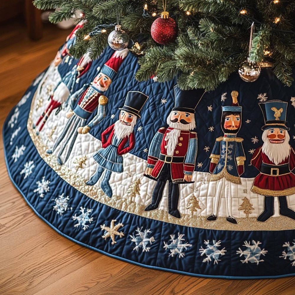 Nutcracker Glory Deluxe Christmas Tree Skirt — Handcrafted Regal Design With Festive Accents, Custom-Sized Holiday Statement Piece