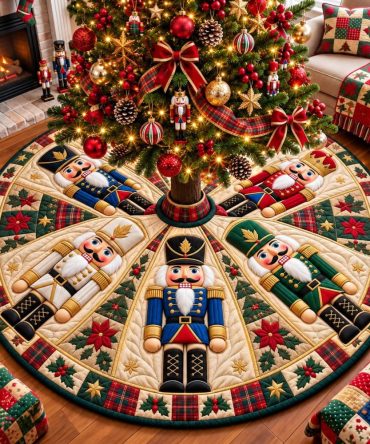 Festive Nutcracker Guard Tree Skirt — Custom-Made Holiday Skirt With Soldier Embroidery For Classic Christmas Displays