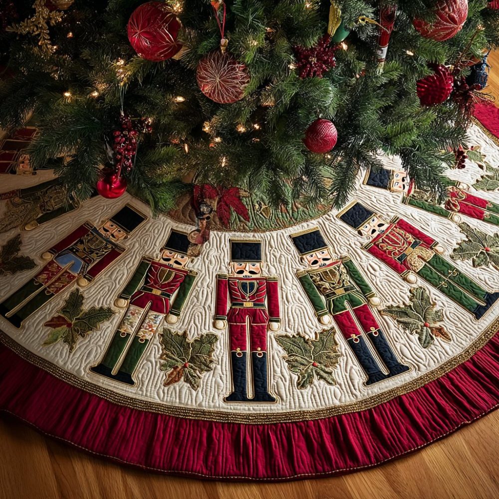 Nutcracker Memory Custom Christmas Tree Skirt — Vintage-Inspired Nutcracker Design, Handcrafted Holiday Mat With Timeless Appeal