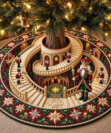 Nutcracker Stage Christmas Tree Skirt - Theater-Inspired Holiday Decor, Handcrafted Panels & Custom Sizing Options