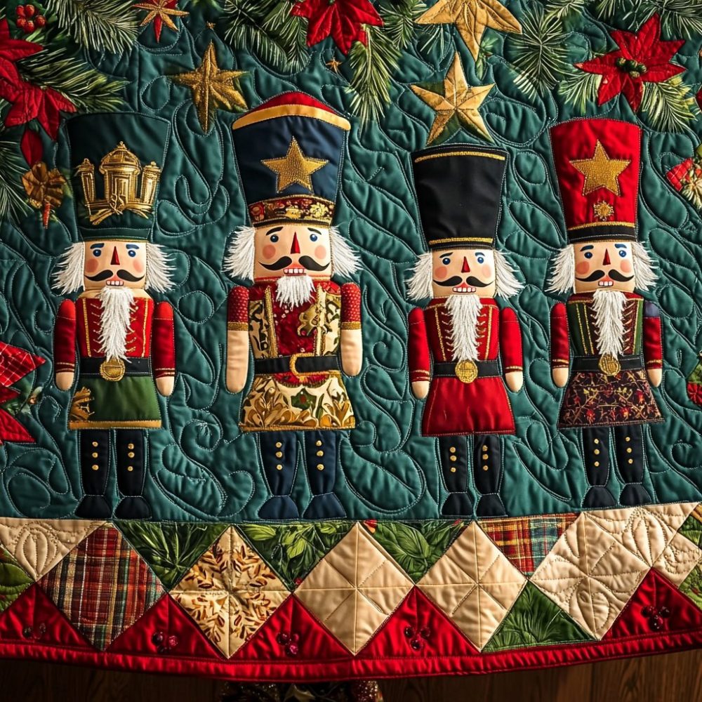 Nutcracker Suite Premium Christmas Tree Skirt — Handcrafted Symphony Of Soldiers, Custom Holiday Mat For Elegant Seasonal Decor