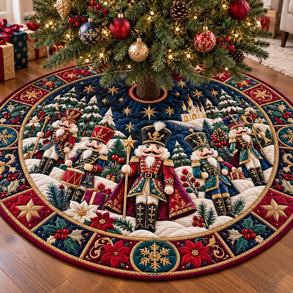 Nutcracker Winter Parade Christmas Tree Skirt — Handcrafted Made-To-Order Holiday Skirt With Festive Characters & Premium Fabric