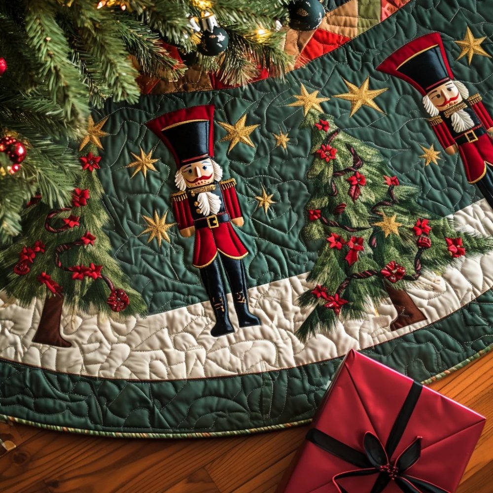Nutcracker Parade Holiday Tree Skirt - Custom-Made Festive Parade Scene, Premium Trim, Perfect Seasonal Centerpiece