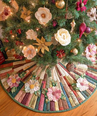 Paper Realm Artistic Christmas Tree Skirt — Made-To-Order Decorative Holiday Skirt With Intricate Print, Custom Sizes & Premium Fabrics