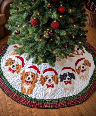 Papillon Christmas Charm Luxe Tree Skirt — Elegant Butterfly Holiday Skirt, Custom-Made Quilted Base, Gift-Ready Seasonal Décor