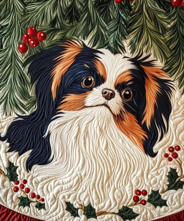 Papillon Woodland Wonder Custom Tree Skirt - Handmade Forest-Inspired Christmas Tree Skirt With Papillon Accents, Cozy Holiday Decor