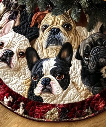 Elegant Parisian Paws Christmas Tree Skirt - Custom Handmade Holiday Tree Skirt For Chic Home & Pet Lovers