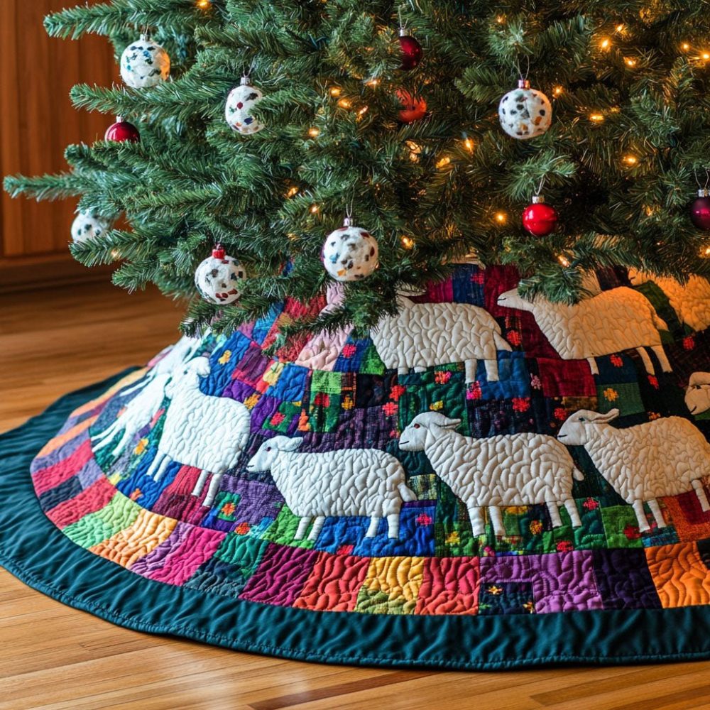 Handcrafted Pasture Dreams Christmas Tree Skirt - Custom Made To Order, Luxe Holiday Tree Skirt For Farmhouse Decor