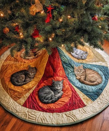 Paws & Patches Pet-Friendly Tree Skirt — Custom Handmade Christmas Tree Skirt For Pet Owners, Durable & Washable Holiday Mat