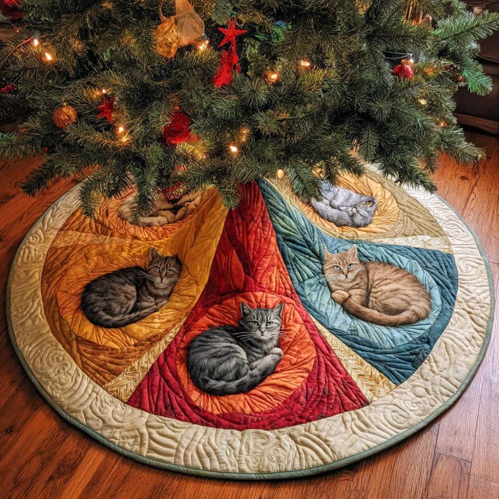 Paws & Patches Pet-Friendly Tree Skirt — Custom Handmade Christmas Tree Skirt For Pet Owners, Durable & Washable Holiday Mat