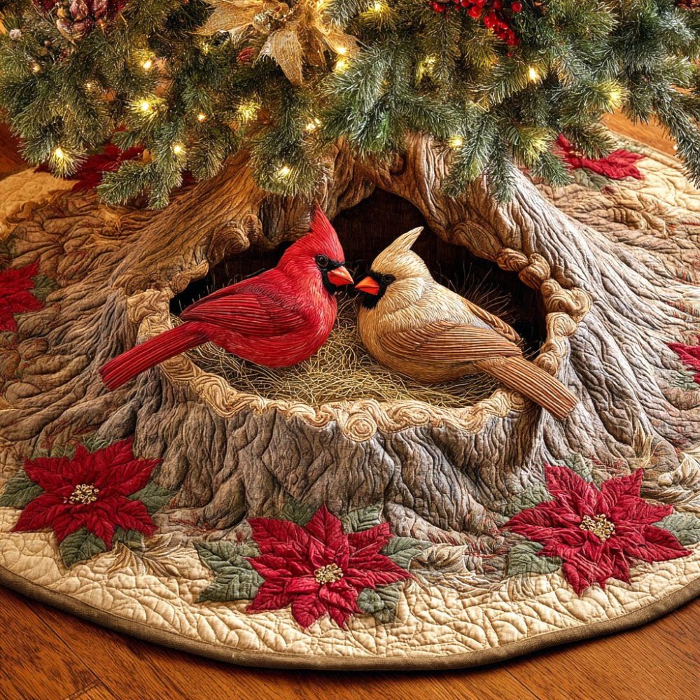Serene Holiday Tree Skirt — Plush Peaceful Haven Design, Handcrafted Christmas Accent, Custom Fit & Washable Fabric