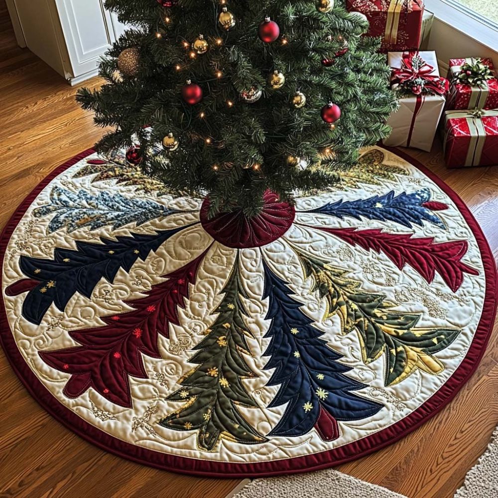 Peaceful Night Starlit Christmas Tree Skirt - Elegant Night Sky Holiday Tree Skirt With Stars & Moon, Velvet Feel, Custom Embroidery