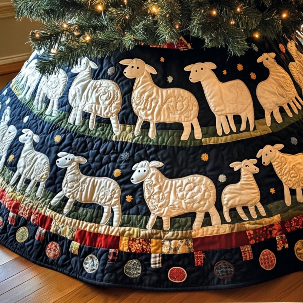 Peaceful Pastures Holiday Tree Skirt - Serene Country Christmas Tree Skirt, Pastel Farmhouse Design, Handmade & Customizable Heirloom Gift