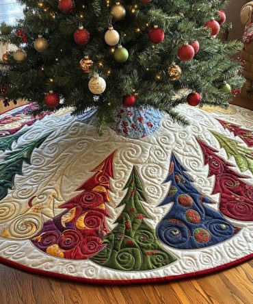 Whimsical Pine Grove Fantasy Christmas Tree Skirt - Storybook Forest Holiday Tree Skirt, Soft Plush, Customizable, Ideal Seasonal Centerpiece