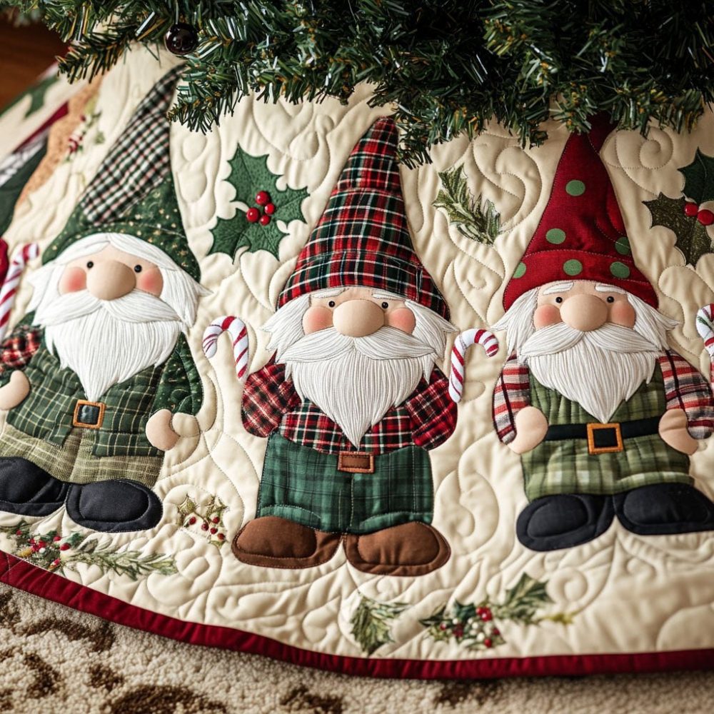 Rustic Pines & Plaids Christmas Tree Skirt - Custom Plaid Holiday Tree Skirt For Farmhouse Decor, Durable Cotton, Personalized Gift Option