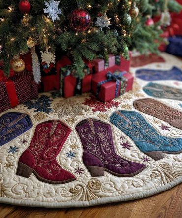Prairie Soul Holiday Tree Skirt - Handcrafted Custom Christmas Tree Skirt With Prairie-Inspired Applique, Shop Personalized