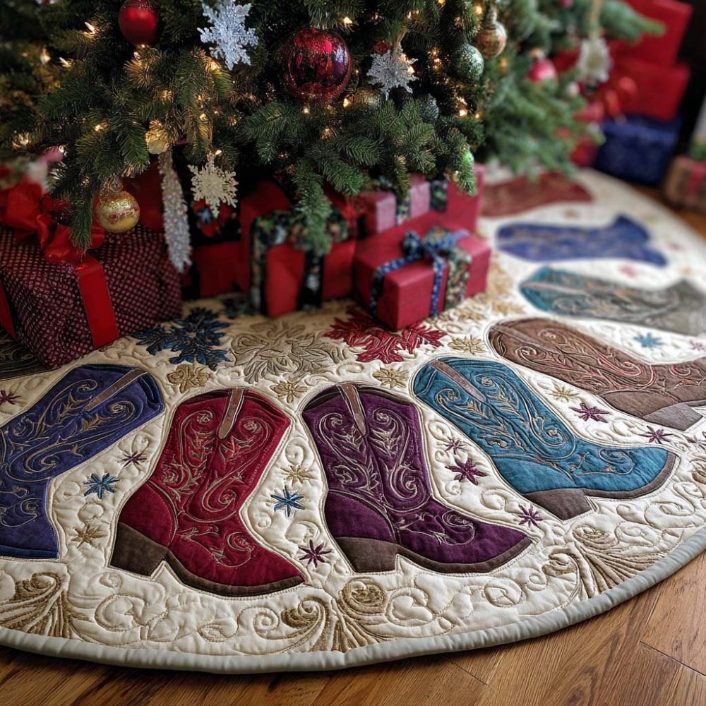 Prairie Soul Holiday Tree Skirt - Handcrafted Custom Christmas Tree Skirt With Prairie-Inspired Applique, Shop Personalized