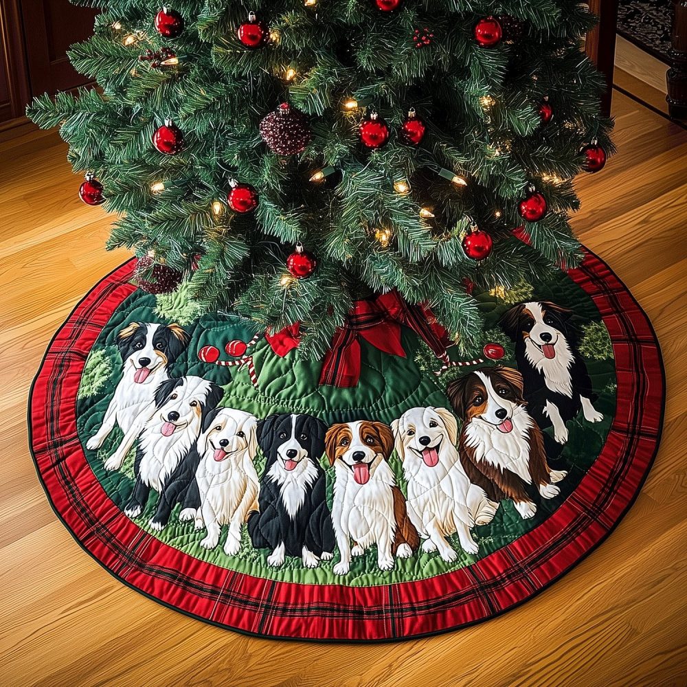 Puppy Pals Christmas Tree Skirt - Custom Pet-Themed Holiday Skirt, Handmade Soft Fabric, Personalized Dog Lover Gift, Made To Order