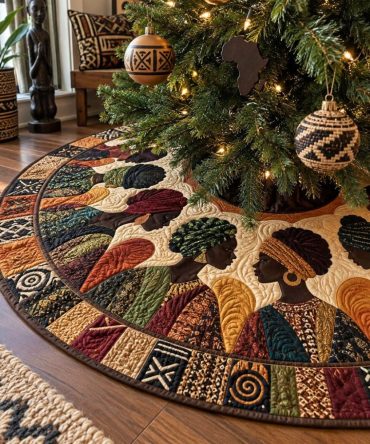 Queenly Roots Made-To-Order Christmas Tree Skirt — Elegant Root Motif Holiday Base With Personalized Size & Color Options