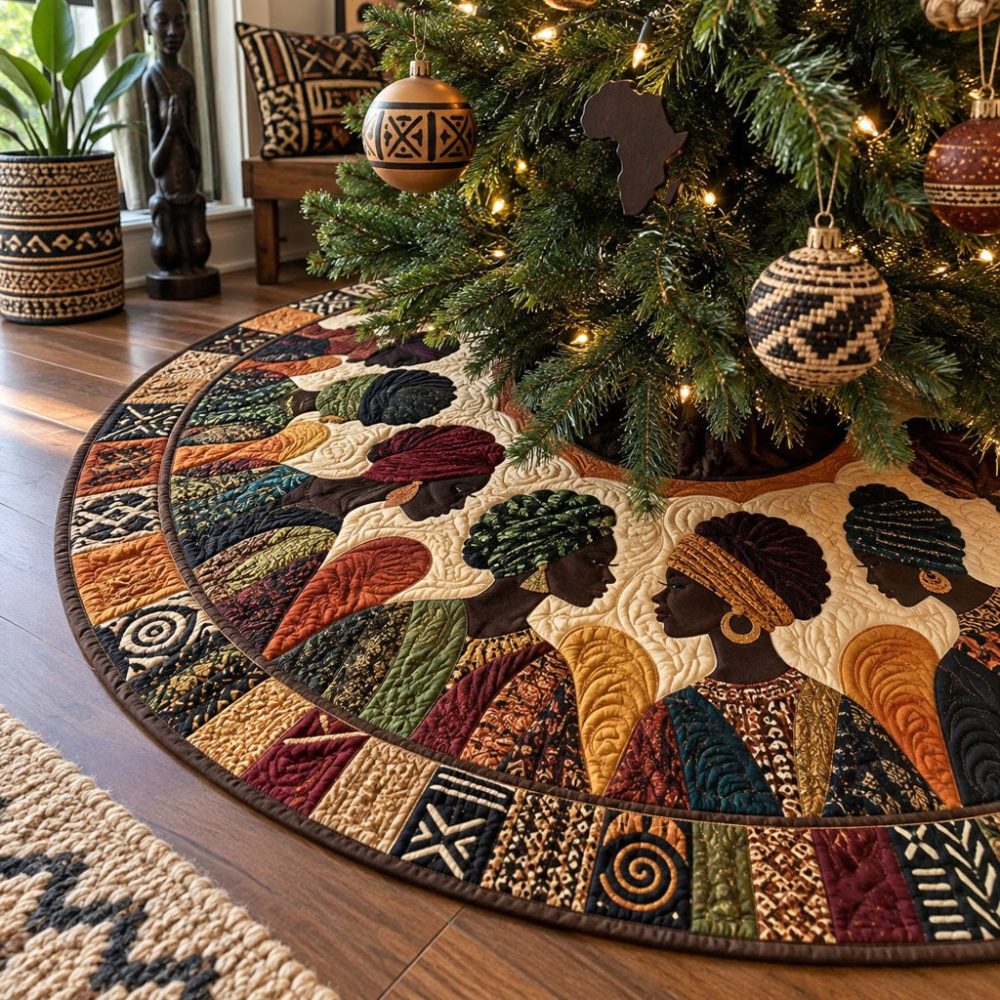 Queenly Roots Made-To-Order Christmas Tree Skirt — Elegant Root Motif Holiday Base With Personalized Size & Color Options