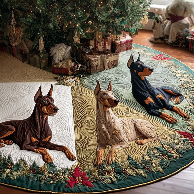 Regal Guardian Christmas Tree Skirt — Majestic Embroidered Holiday Base, Luxury Velvet, Custom Sizes, Keepsakes Ready