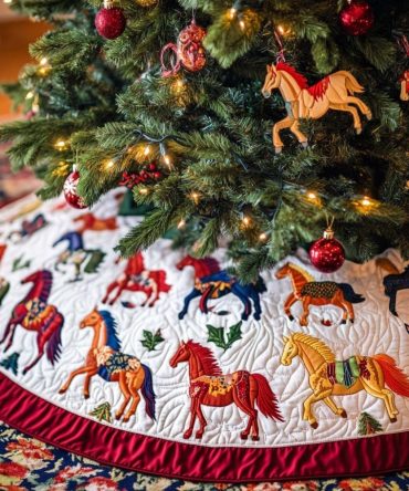 Rider Dawn Christmas Tree Skirt — Premium Handcrafted Holiday Accent, Custom Sized & Designed For Festive Styling