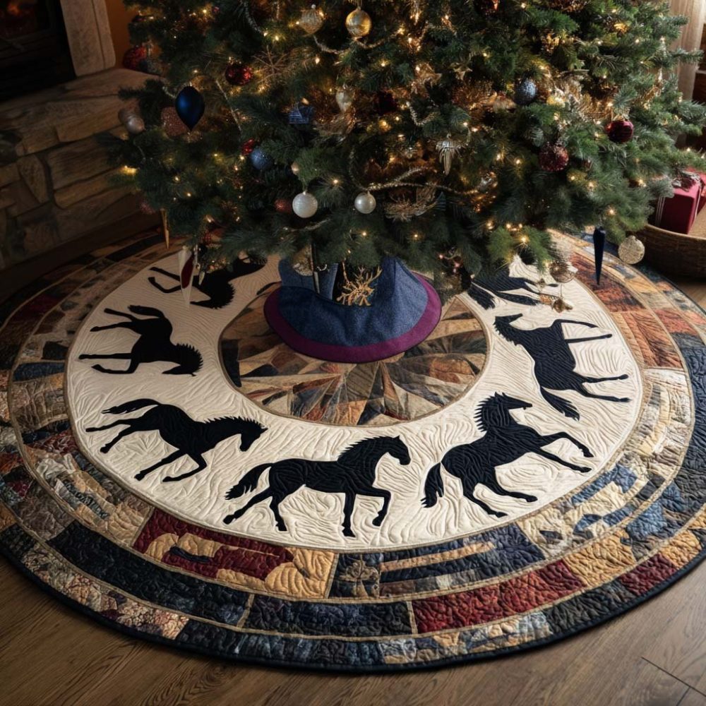 Vintage Riding Holiday Christmas Tree Skirt — Custom Handcrafted Seasonal Accent, Premium Materials & Tailored Sizing