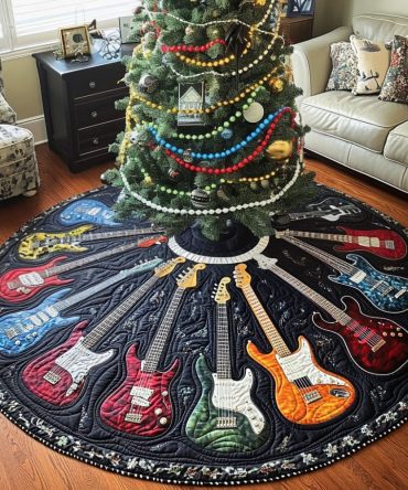 Boho Riff Dream Christmas Tree Skirt — Custom Handcrafted Holiday Accent, Modern Bohemian Style & Tailored Fit