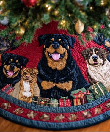 Rottweiler Charm Custom Tree Skirt - Personalized Holiday Dog Décor, Plush Handmade, Made-To-Order Gift For Rottweiler Fans