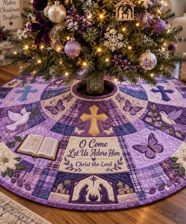 Royal Bethlehem Tree Skirt — Made-To-Order Nativity-Inspired Christmas Skirt With Regal Motif, Custom Sizing, Heirloom Quality Materials