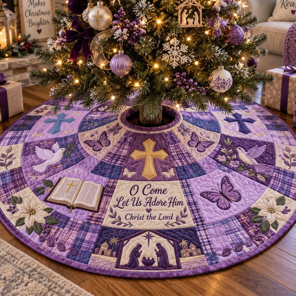 Royal Bethlehem Tree Skirt — Made-To-Order Nativity-Inspired Christmas Skirt With Regal Motif, Custom Sizing, Heirloom Quality Materials