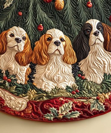 Royal Canine Comfort Holiday Tree Skirt - Luxury Dog Lover Christmas Skirt, Handmade Pet-Themed Festive Décor With Custom Options