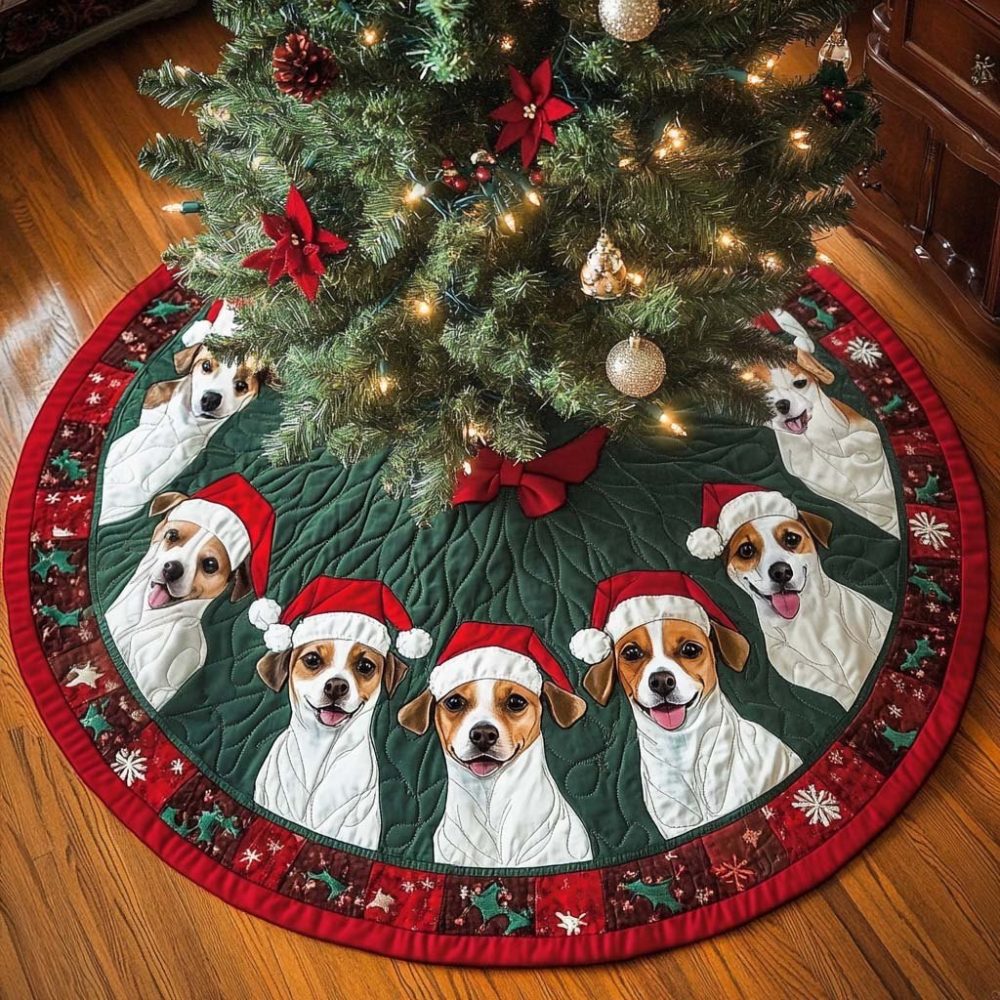 Personalized Russell Charm Holiday Tree Skirt - Handcrafted Russell Design Christmas Tree Skirt, Custom Pet-Themed Festive Décor