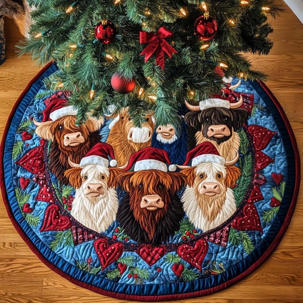 Rustic Yuletide Spirit Quilted Tree Skirt — Cozy Farmhouse Christmas Tree Skirt, Custom-Made Holiday Home Décor, Limited Edition — Order Today