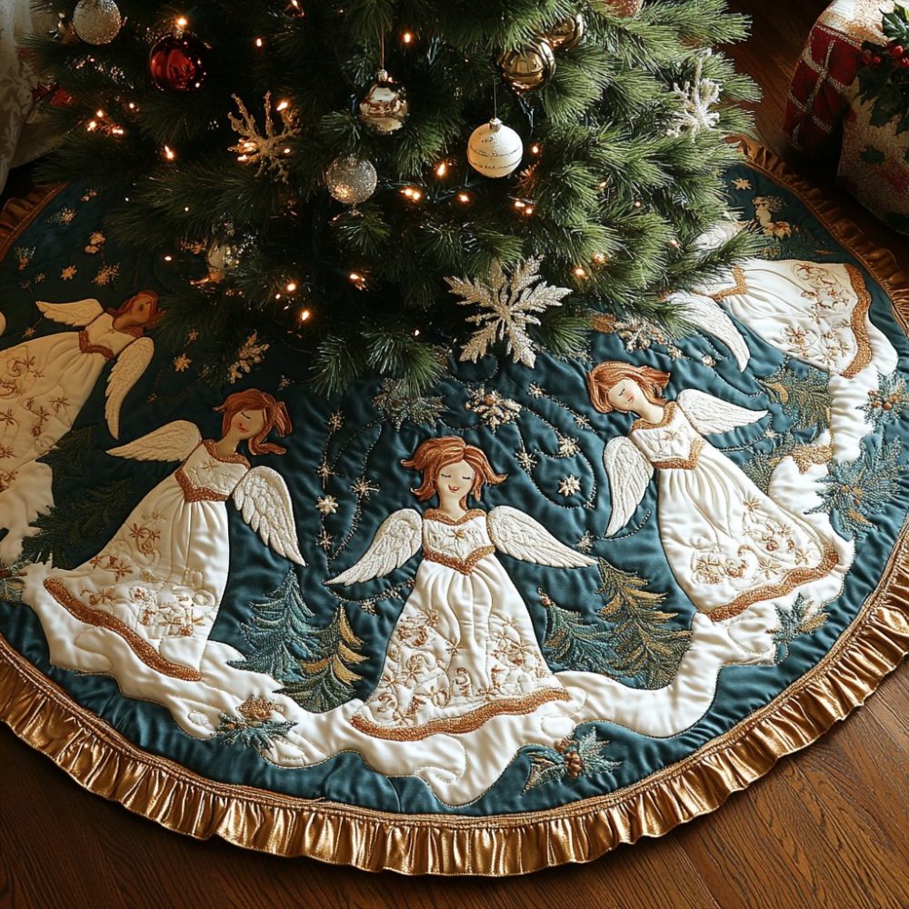 Sacred Trimmings Christmas Tree Skirt — Custom Religious Holiday Skirt, Elegant Embroidered Trim, Made-To-Order Seasonal Accent