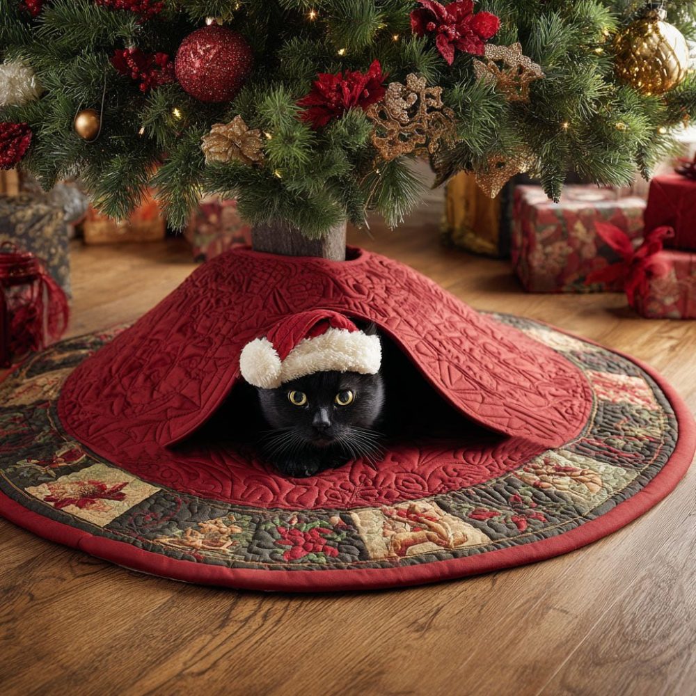 Custom Santa Cozy Den Christmas Tree Skirt - Made To Order Plush Holiday Skirt With Warm Festive Design