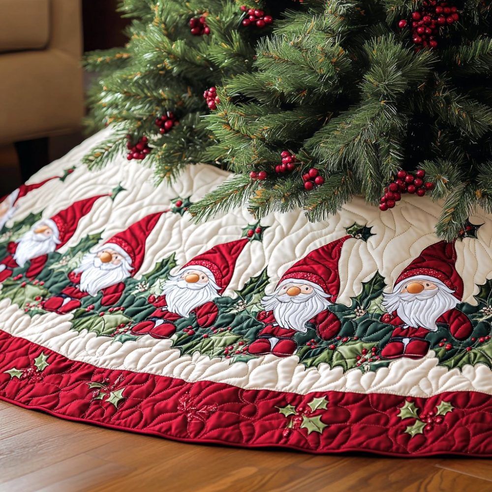 Custom Santa Helpers Christmas Tree Skirt — Personalized Holiday Tree Skirt With Helper Design, Handmade Festive Decor & Gift