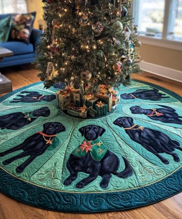 Personalized Santa Labrador Tree Skirt — Custom Lab Dog Christmas Tree Skirt, Handmade Holiday Decor For Dog Lovers & Gifts