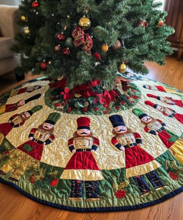 Santa Sleigh Ride Tree Skirt — Handcrafted Custom Christmas Tree Skirt Featuring Santa’S Sleigh Scene, Limited Stock