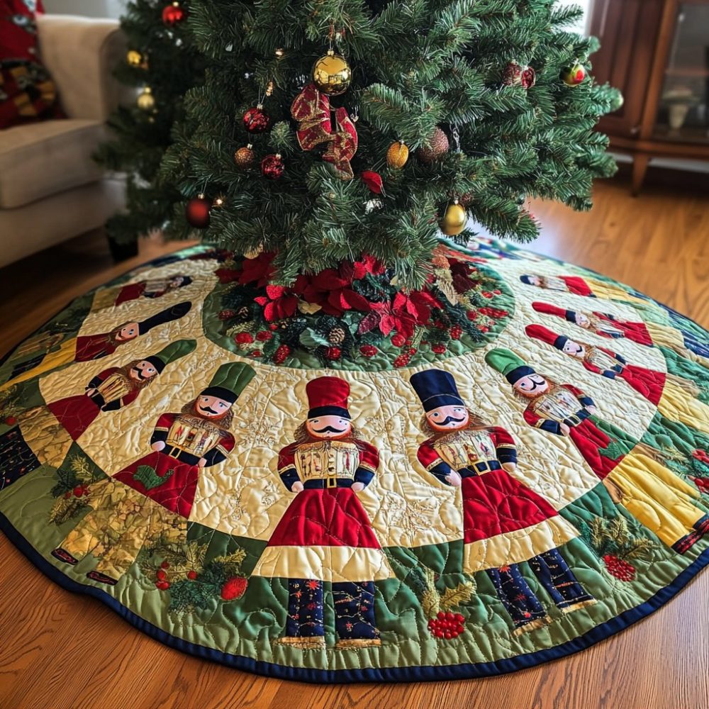 Santa Sleigh Ride Tree Skirt — Handcrafted Custom Christmas Tree Skirt Featuring Santa’S Sleigh Scene, Limited Stock
