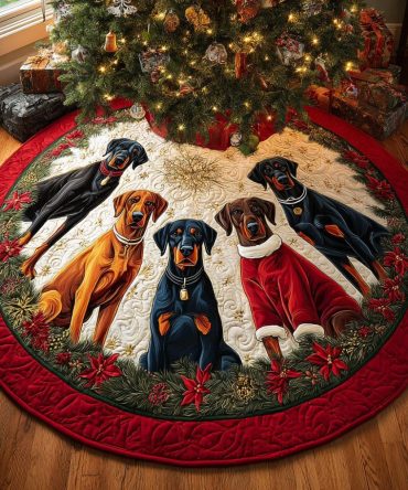 Santa Watchdog Decorative Tree Skirt — Custom Plush Christmas Tree Skirt Featuring Santa And Watchdog Design, Buy Now