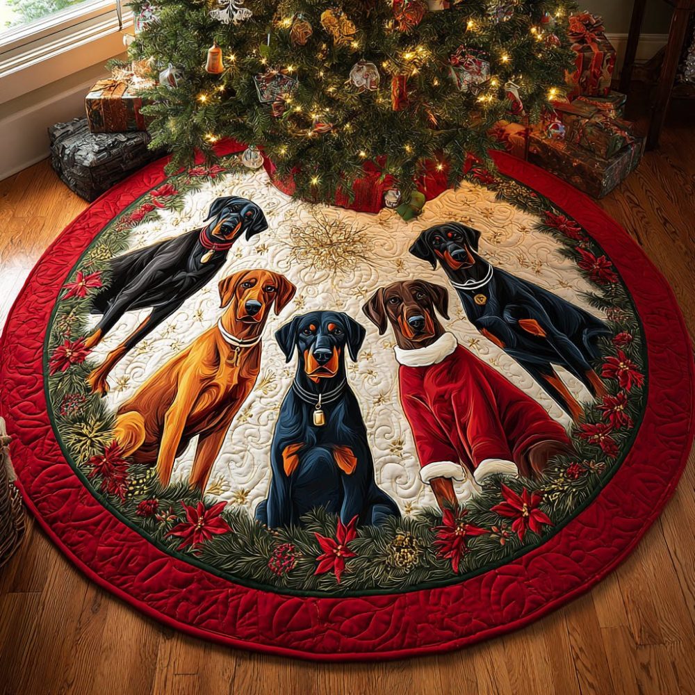 Santa Watchdog Decorative Tree Skirt — Custom Plush Christmas Tree Skirt Featuring Santa And Watchdog Design, Buy Now