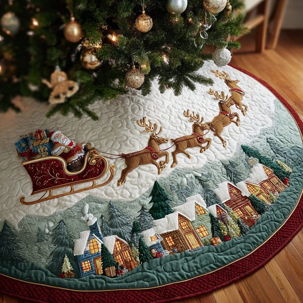 Santa Wish Plush Tree Skirt — Custom-Made Festive Christmas Tree Skirt With Charming Santa Wish Artwork, Shop Today