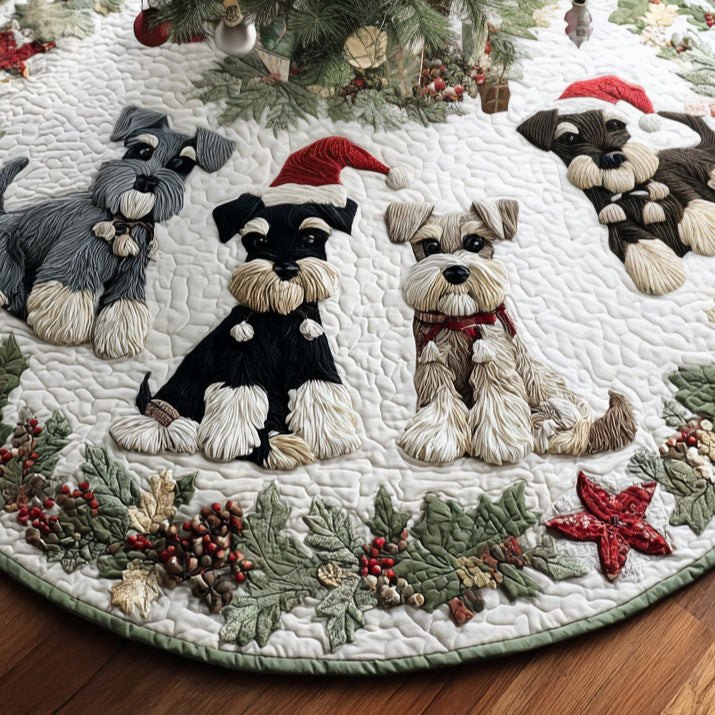 Custom Schnauzer Santa Christmas Tree Skirt - Made To Order Festive Dog Tree Skirt, Plush Personalized Design
